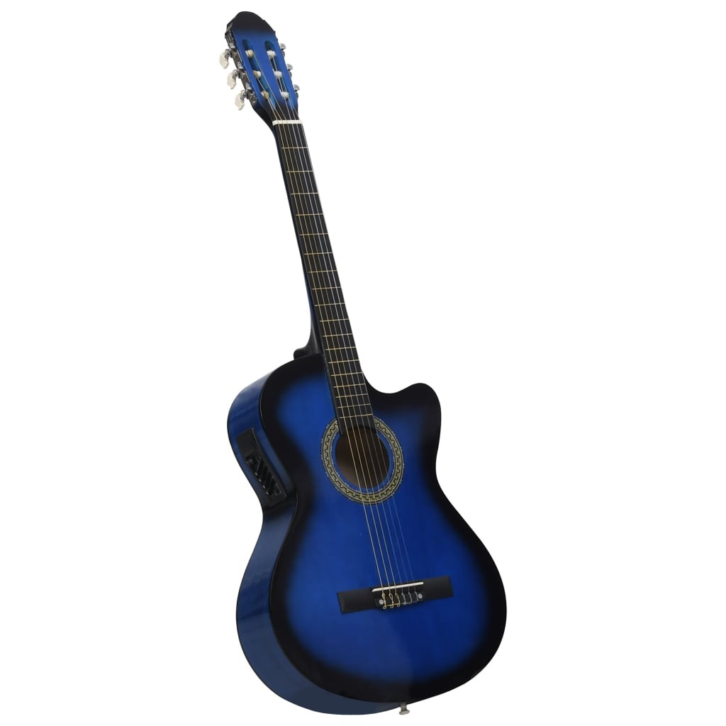 Western Acoustic Cutaway Guitar with Equalizer 6 Strings Blue